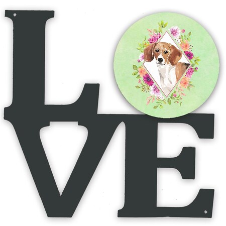 Carolines Treasures 11.5 x 11.75 in. Beagle Green Flowers Metal Artwork Love Wall Decor CK4425WALV